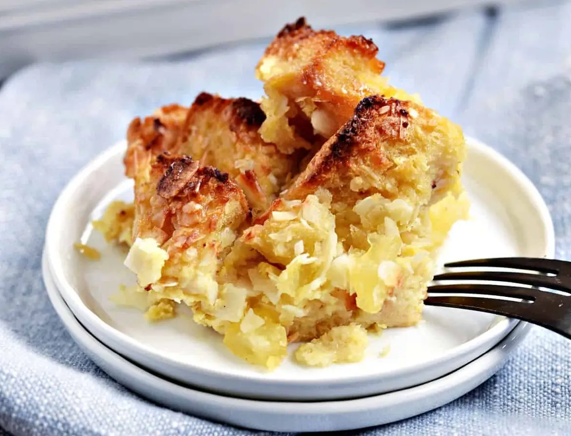 Pina Colada Bread Pudding with Rum Sauce