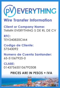 PV Everything Wire Transfer Information