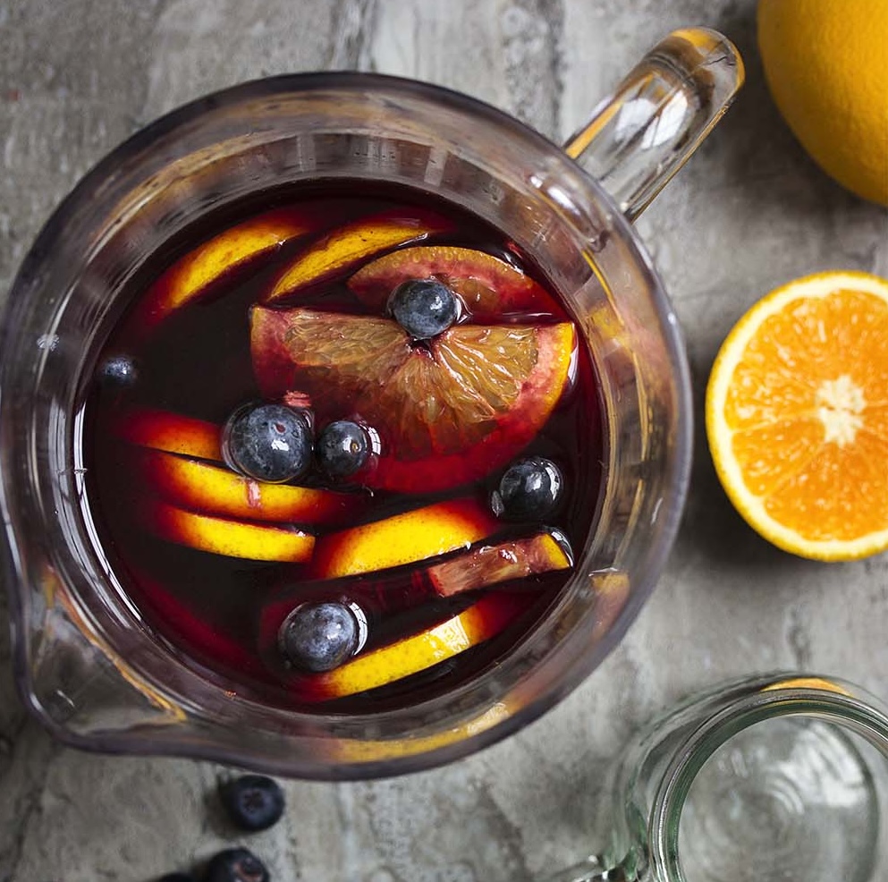 nonalcoholic sangria with blueberry wine